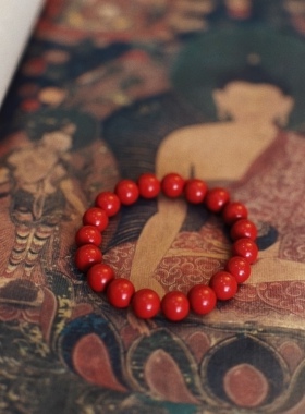 叶优里天然红砂高含量96%正红朱砂本命年朱砂手串男女转运链