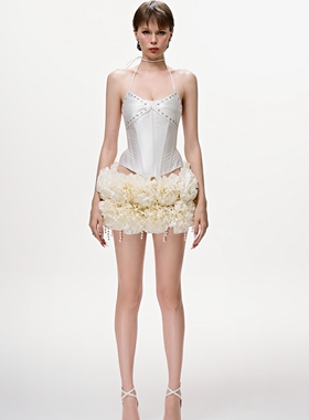 NANA代购【ninisesi】卡卡同款纯欲风收腰蝴蝶吊带＋花朵半裙套装