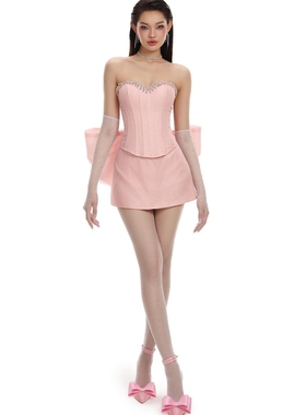 NANA代购【Laneci】抹胸蝴蝶结生日派对收腰上衣＋包臀短裙