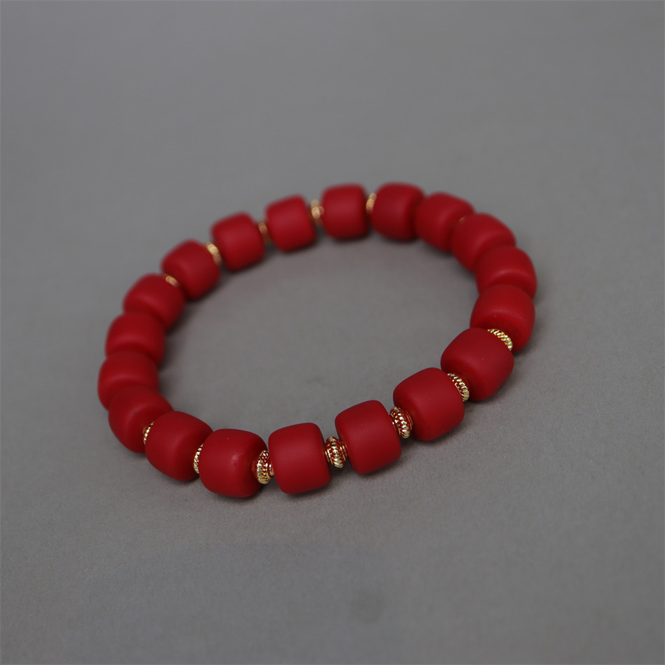红色雪巴琉璃手串精品男女手链单圈藏式文玩纯手工西藏民族风
