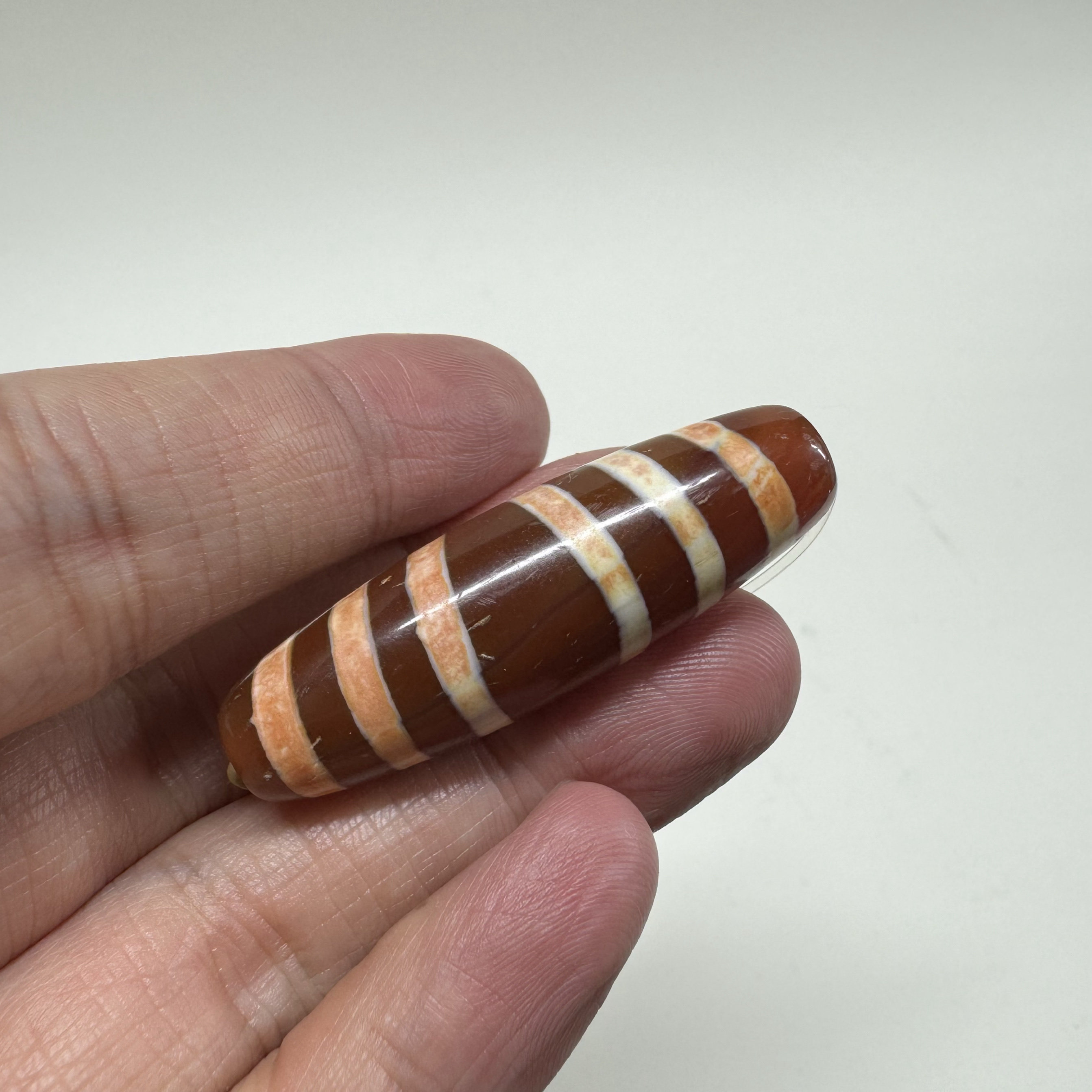 镶蚀红玉髓六线线珠天珠民族风红玉髓玛瑙锁骨珠天珠吊坠单珠