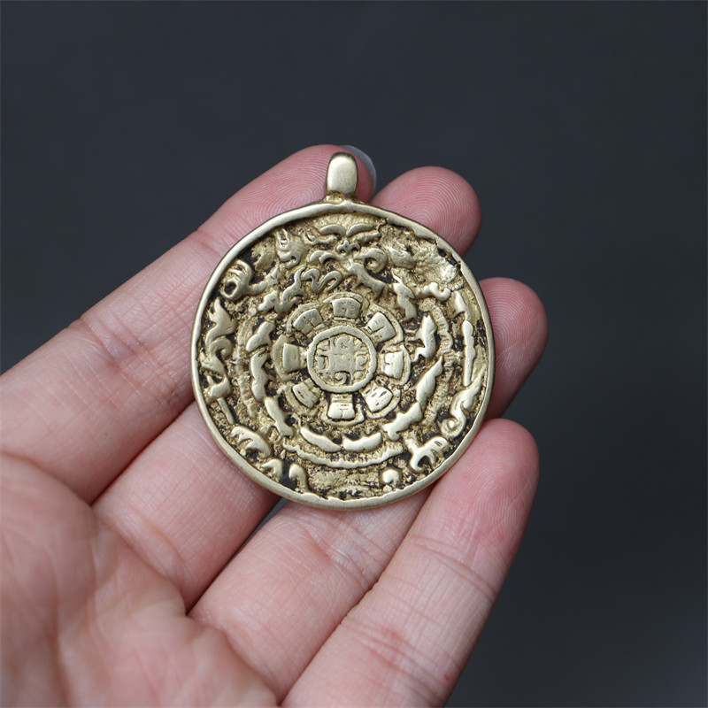〓老〓清代传世精品清晰老九宫八卦牌腰牌藏式特色民族风挂件包挂