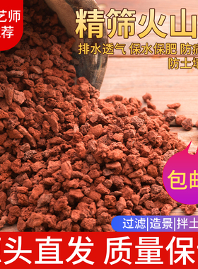 火山石颗粒多肉兰花专用颗粒土植料铺面石鱼缸底砂滤材红色火山岩