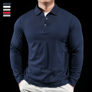 霸道肌肉男士polo衫翻领长袖T恤透气弹力打底衫春秋修身男套头