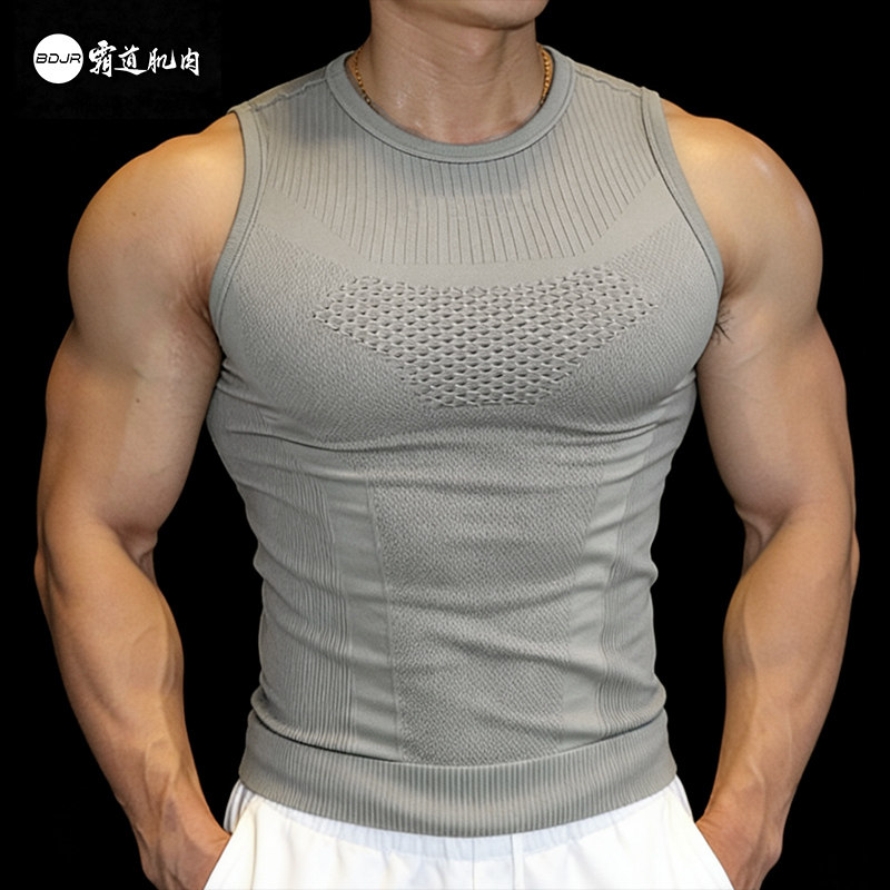 霸道肌肉 新品夏运动健身上衣跑步无袖训练服透气背心男无袖纯色