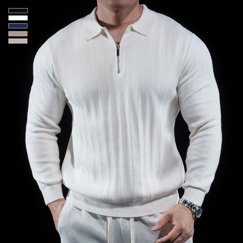 半拉链针织衫男春秋新款长袖毛衣