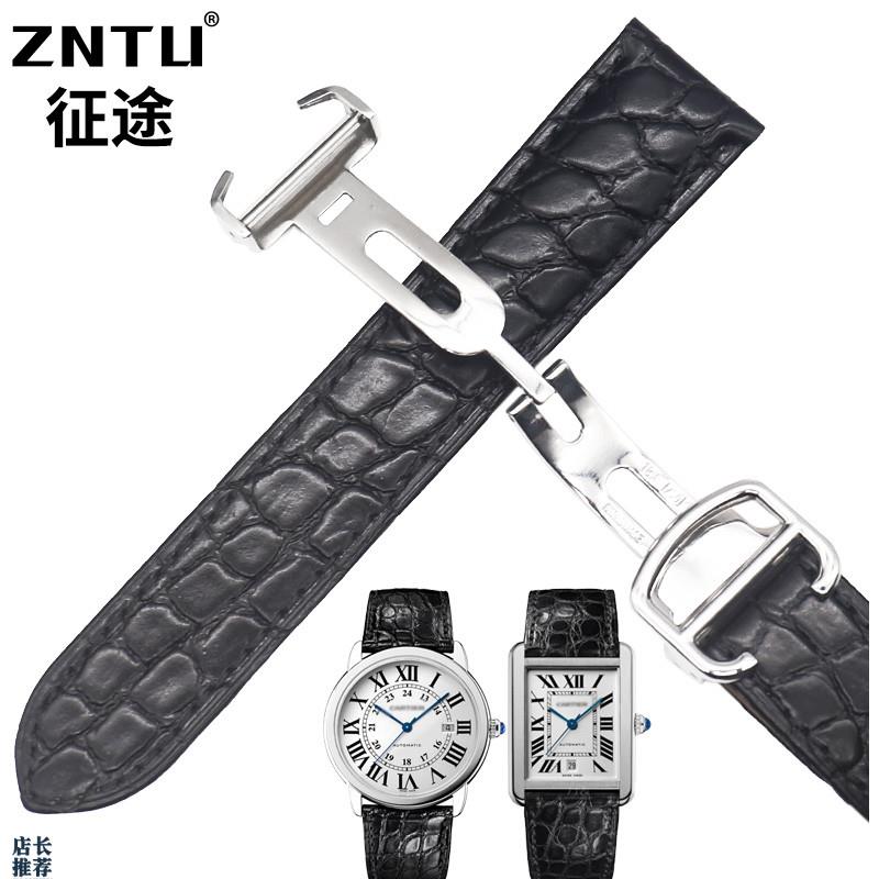 原厂适用适合卡地亚坦克表带鳄鱼纹手表带20真皮男Tank伦敦solo23