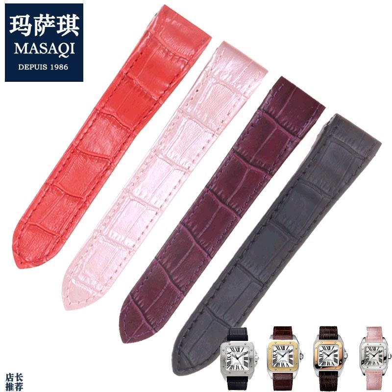 原厂适用卡地亚山度士表带桑托斯Santos100真皮表带23mm男女