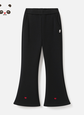 播 broadcute童装休闲百搭松紧腰爱心喇叭裤KGS4KD0318