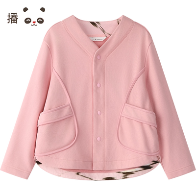 播broadcute童装春款男女童外套无领休闲上衣KER3WD0978