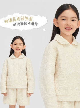 播broadcute童装厚外套春季绣花加棉女童上衣KGR1W807
