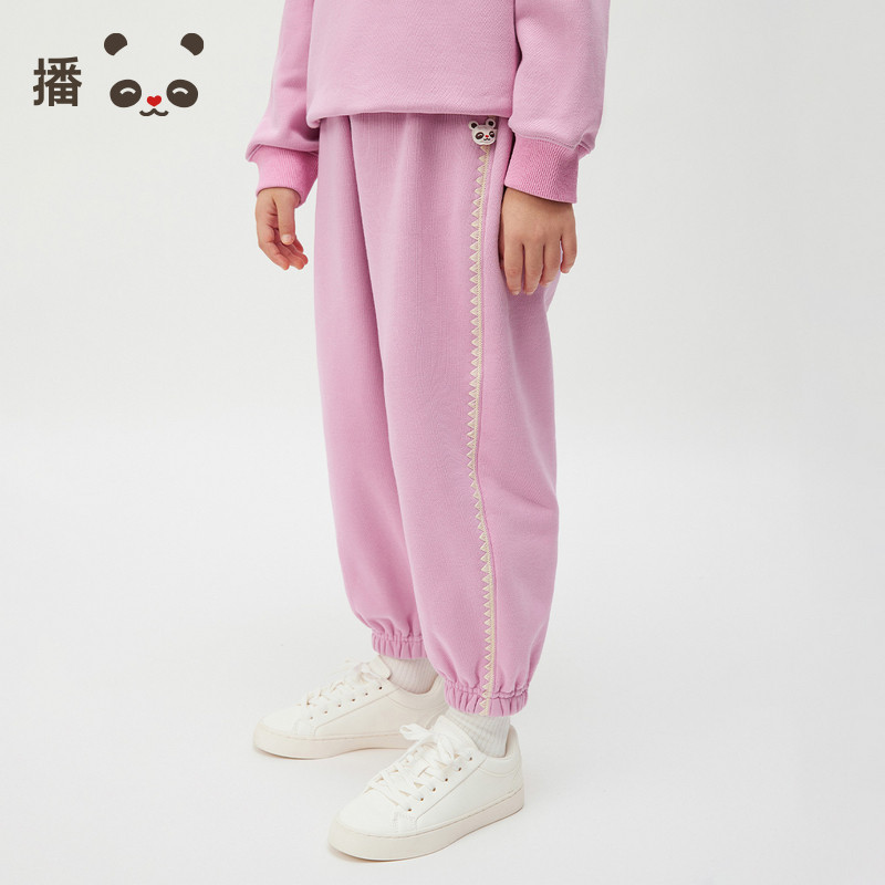 播broadcute童装儿童裤子女童纯棉束脚裤修身运动卫裤秋冬