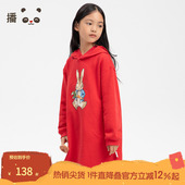 播broadcute童装 比得兔联名冬刺绣A版 舒适精梳全棉连衣裙KGQ2L099