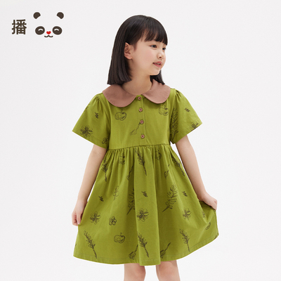 播broadcute森系娃娃领连衣裙