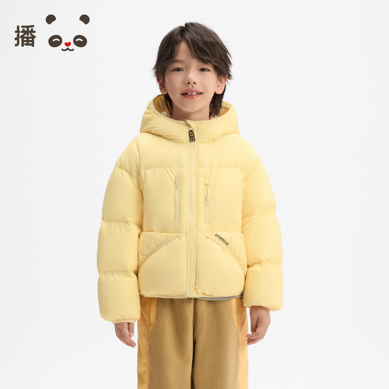 白鸭绒宽松休闲拉链连帽羽绒服