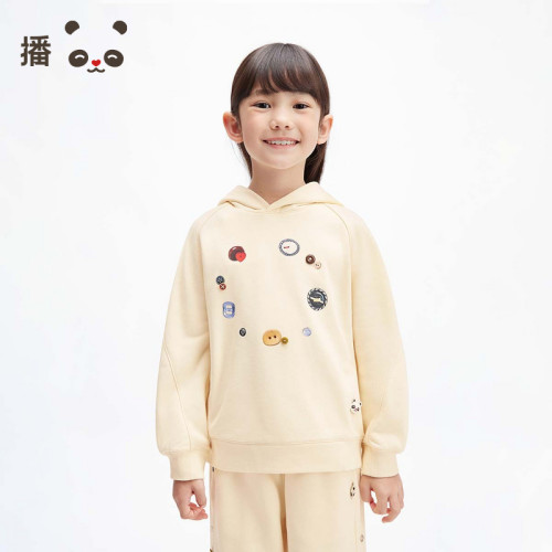 播broadcute童装儿童连帽卫衣男女童纯色百搭长袖上衣春秋