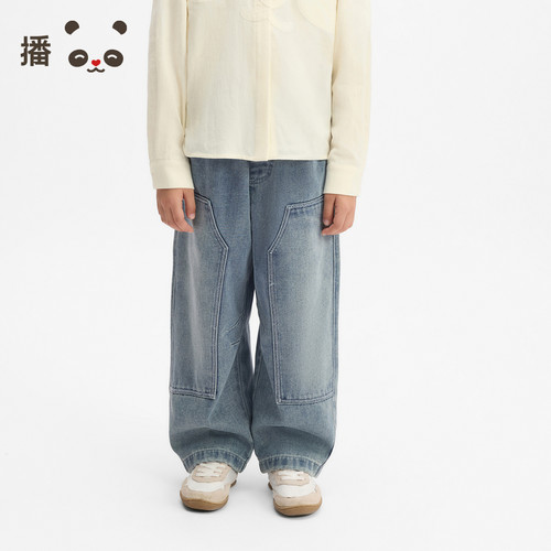 宽松舒适水洗牛仔面料牛仔裤