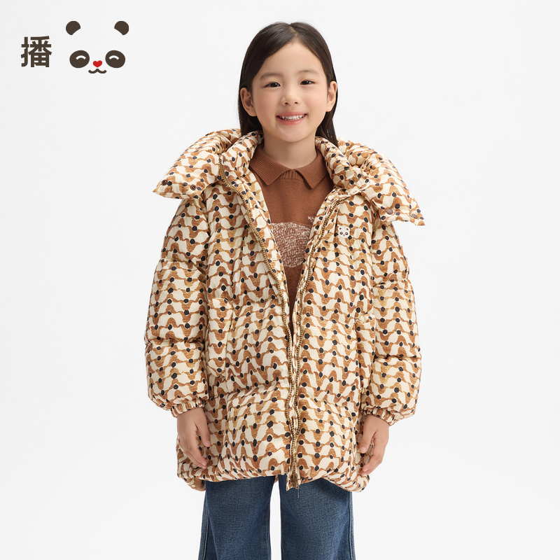 可爱印花设计休闲连帽羽绒服