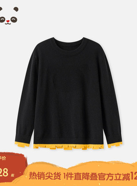 播broadcute童装2025春新款女童针织衫纯色套头毛衣KGS1SD0013