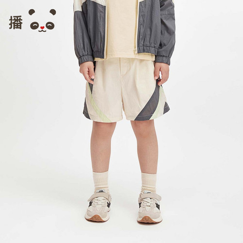 播 broadcute童装儿童裤子男童轻薄透气短裤撞色设计运动裤夏季