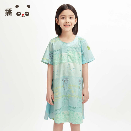 broadcute女童纯棉印花连衣裙