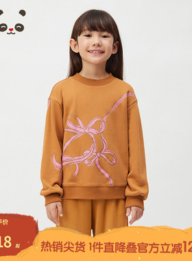 播broadcute童装2024冬新款女童卫衣蝴蝶结套头上衣KGR4ID0277