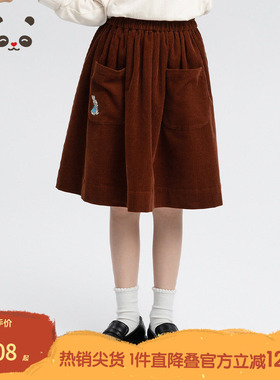 播broadcute童装比得兔女童灯芯绒中大童松紧腰公主裙KGQ2B103