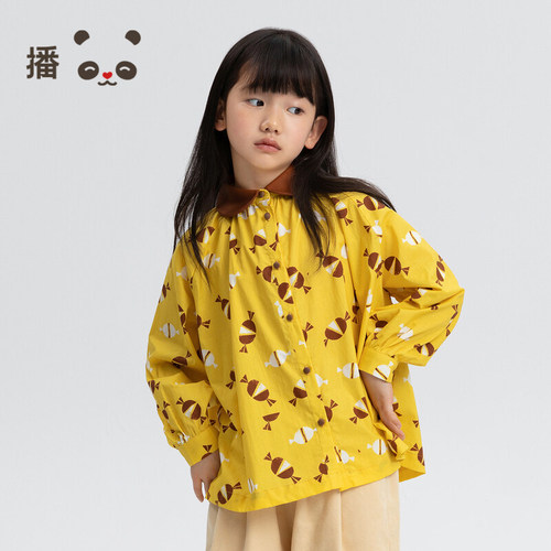 broadcute儿童纯棉娃娃领衬衫