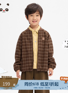 播 broadcute童装文艺风立体剪裁格子图案棒球服短外套KES3WD0461