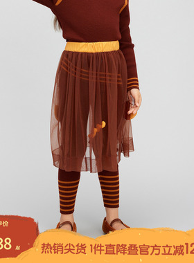 播broadcute童装早秋女童时尚半裙休闲中腰松紧腰半裙KGQ3B530