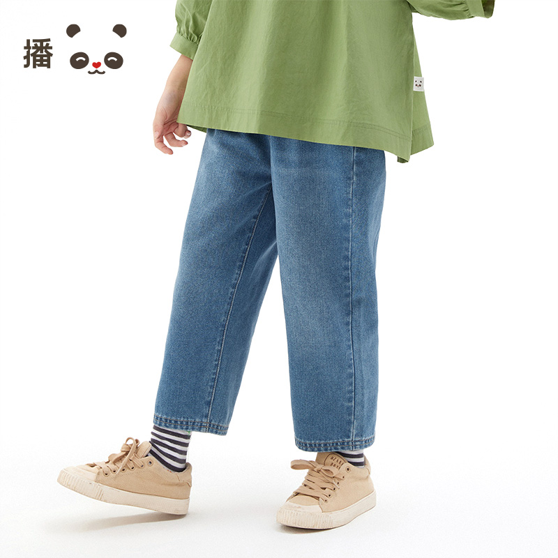 播童装气宽松中腰弹力棉牛仔裤