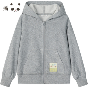 播broadcute童装2024早秋新款男女童外套连帽开衫上衣KER3WD0071