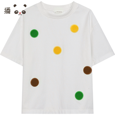 播broadcute童装T恤2024夏季新款男女童简约波点短袖KER2Y837