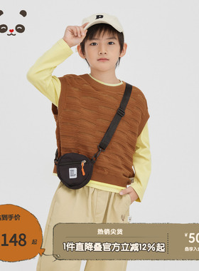 播broadcute童装毛衣马甲2024春夏新款男女圆领针织背心KGR1M830