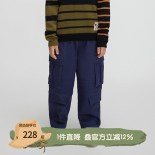 口袋休闲裤 子男童女童休闲宽松工装 KBQ4K663 裤 播broadcute童装