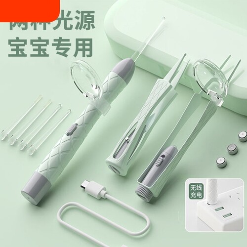 可视挖耳勺高清带镊子掏耳神器儿童工具带灯硅胶款宝宝抠耳朵安全