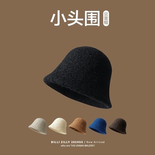 小头围日系复古羊羔绒渔夫帽女冬季高级感盆帽保暖护耳小码水桶帽