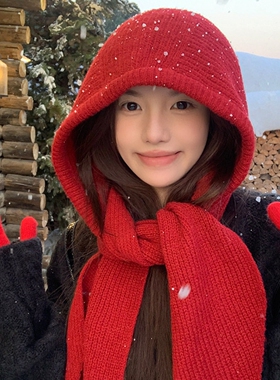 韩版针织毛线堆堆帽子女款2026新款秋冬季贴标红色保暖护耳冷帽男