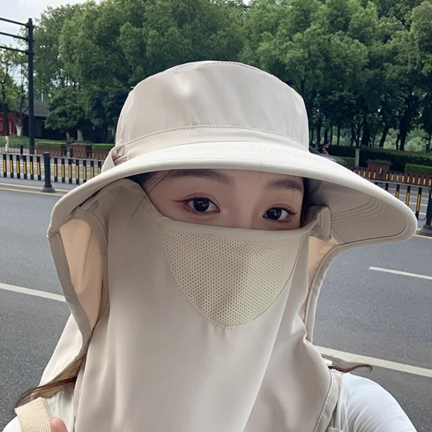全方位大帽檐防晒帽子女夏季遮阳面罩护颈一体防紫外线冰丝太阳帽