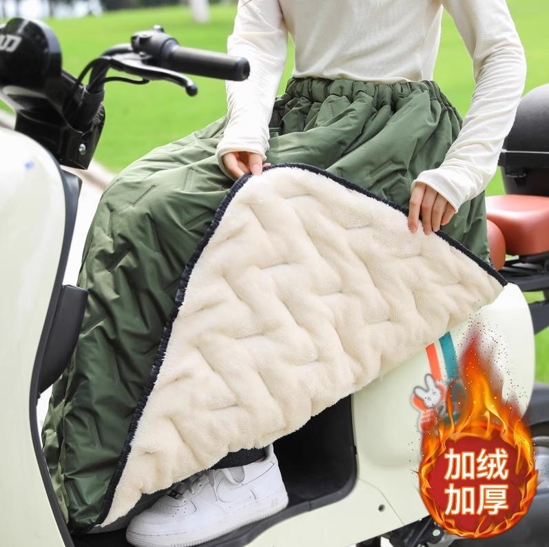 秋冬季电动车挡风被摩托骑车保暖护膝防水加厚加绒半身防风裙男女