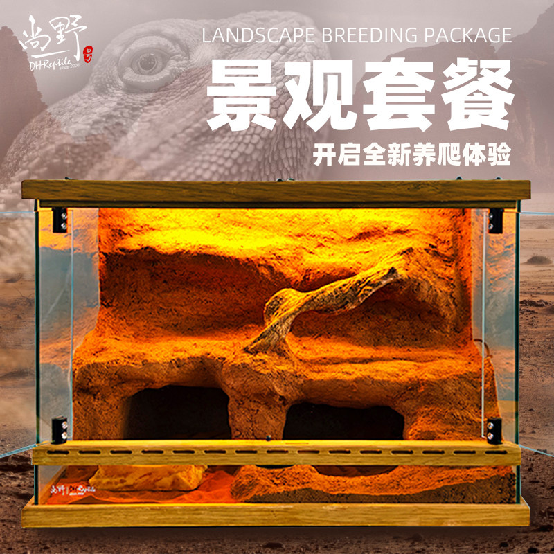 实木爬宠景观缸套餐蜥蜴乌龟守宫爬虫玻璃缸雨林缸蛇类角蛙木边缸