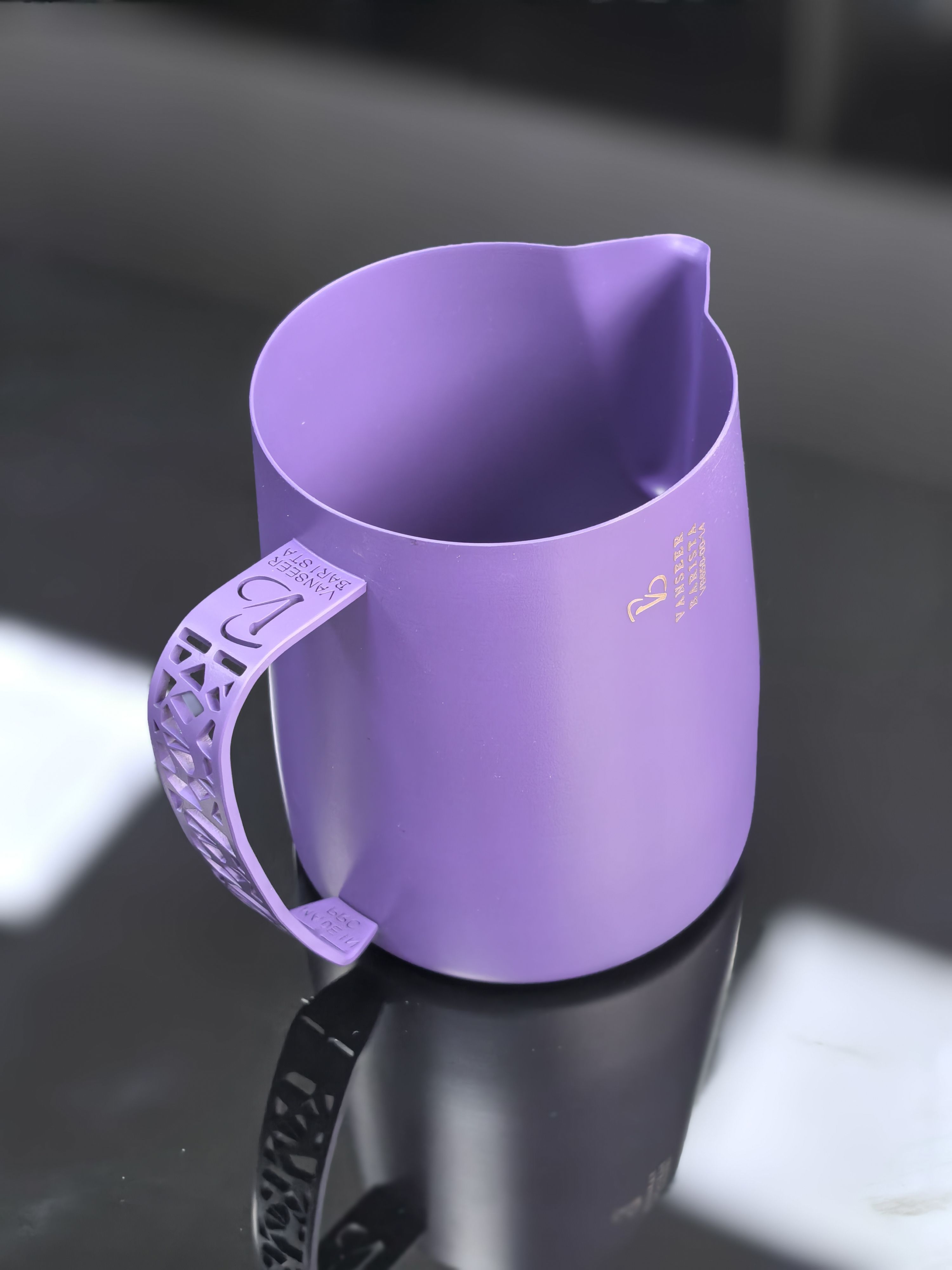 VanseerBarista紫色拉花缸00号圆嘴拉花杯 奶缸 拉花壶咖啡打奶缸