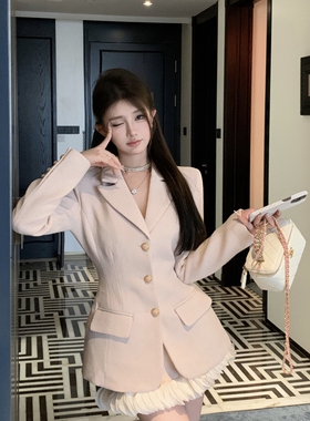 实拍法式名媛风高端套装秋冬季新款收腰西装外套半身裙两件套女装