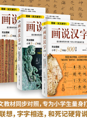 画说汉字 1-6年级 小学版 全3册 语文教材同步对照 系统而科学地掌握汉字学习方法 自主学习课程所要求的汉字 时代文艺出版社