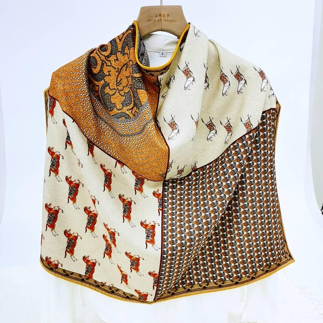 上海故事双面异色丝毛围巾