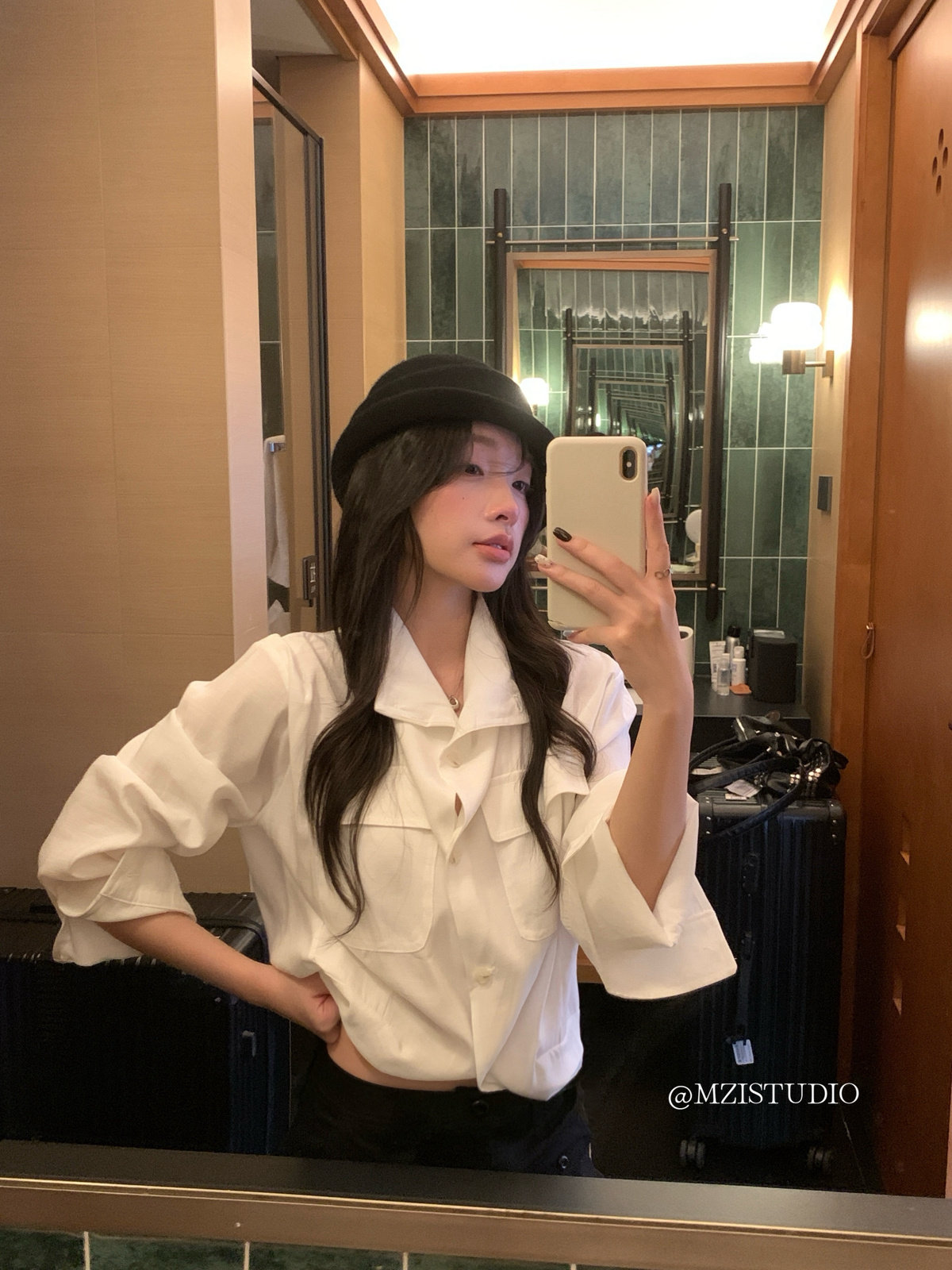 MZI STUDIO盐系小韩秋日天丝小众立领钮扣设计感气质小女人衬衫图片