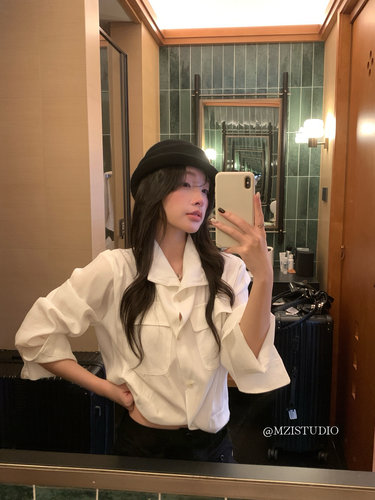 MZI STUDIO盐系小韩秋日天丝小众立领钮扣设计感气质小女人衬衫