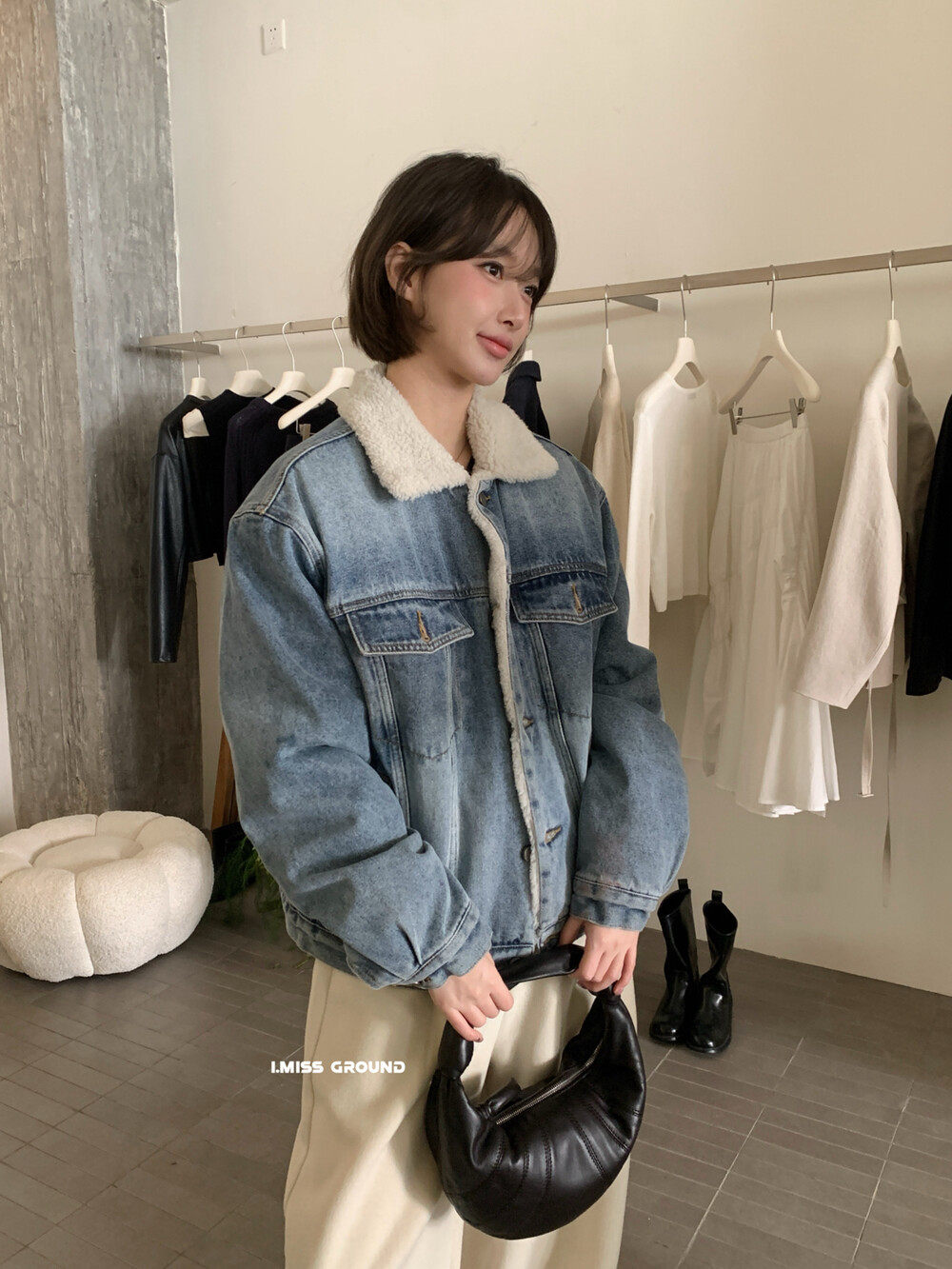 IMISS韩标！冬新款简约复古加厚仿羊羔毛牛仔外套棉服外套女H6039,女装/女士精品,短外套,淘宝优惠券,粉丝福利购,淘宝优惠卷