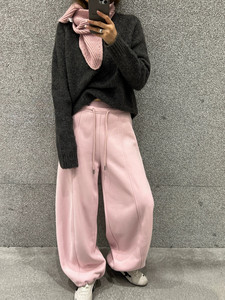 大東2025新款双腰头抽绳脚口两穿纯色加绒休闲百搭加厚卫裤2100