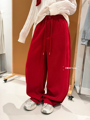 大東冬新款欧货正版百搭显瘦抽绳阔腿加绒加厚休闲裤卫裤女2153